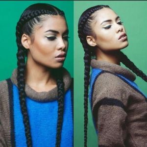 24” BLACK DOUBLE BRAIDED Lacefront Wig *NEW*